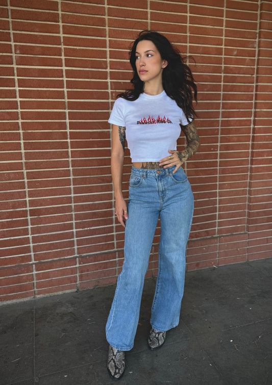 Women's "Flame Logo" Cropped Tee